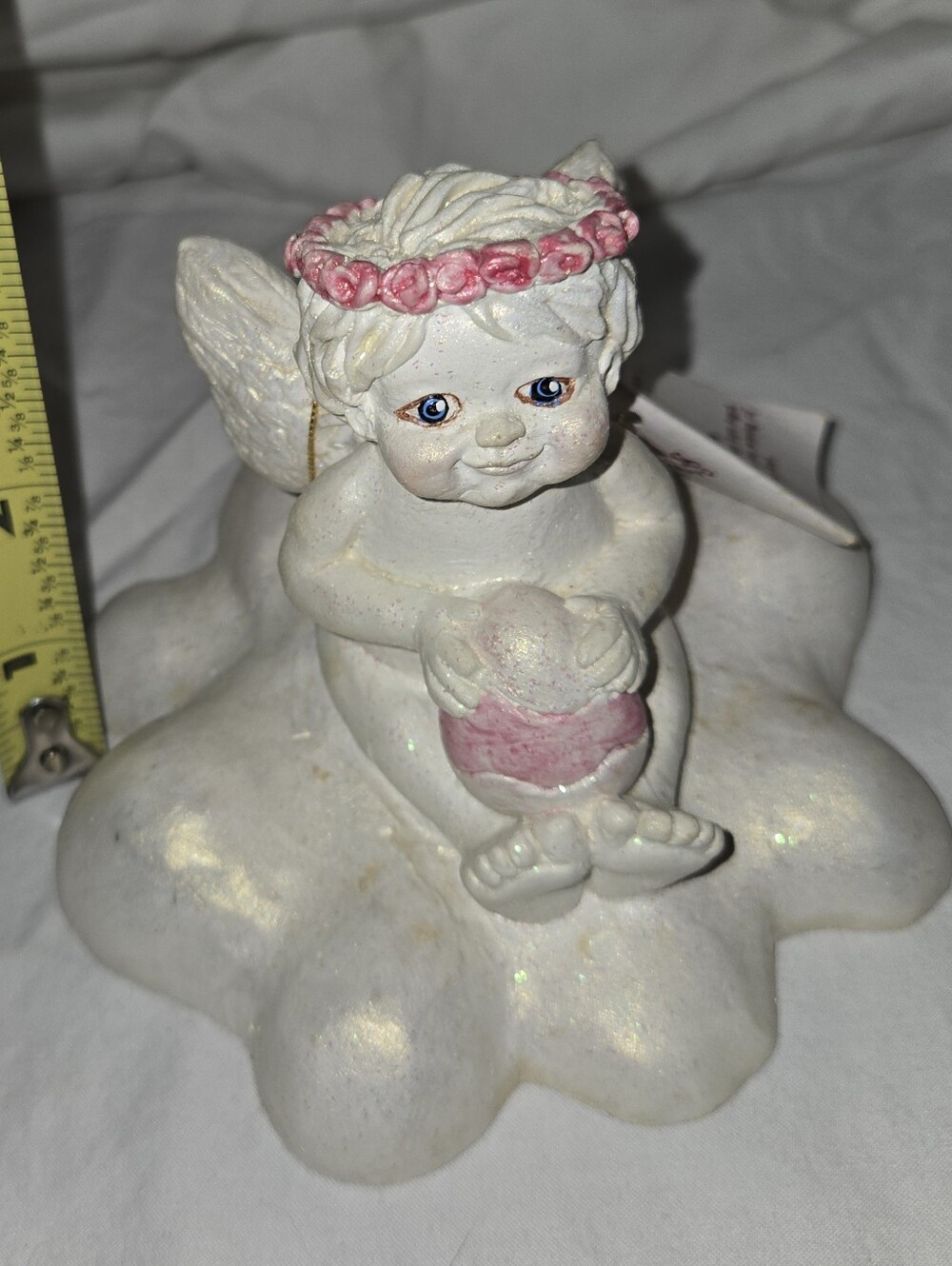 Enchanted Cottage "Penny" Ceramic Angel Figurine with Pink Accents